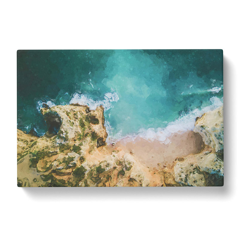 Beach In Lagos Portugal - Wrapped Canvas Print, 35cm H x 50cm W x 3cm D