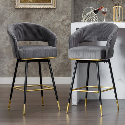 Roellig Swivel Upholstered Bar Stool with Metal Frame