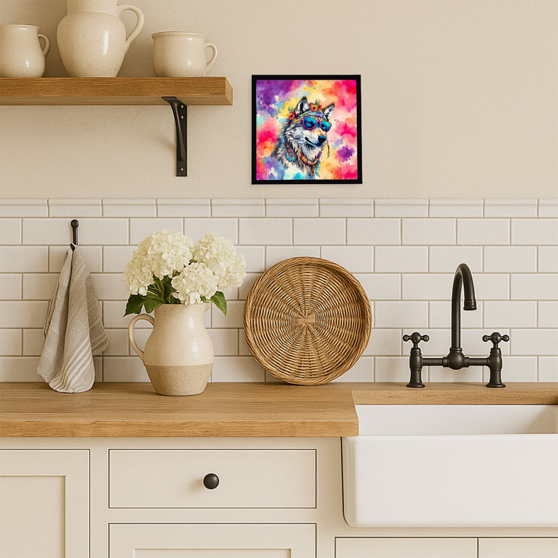 Hippie Animal Wolf Framed Metal Print