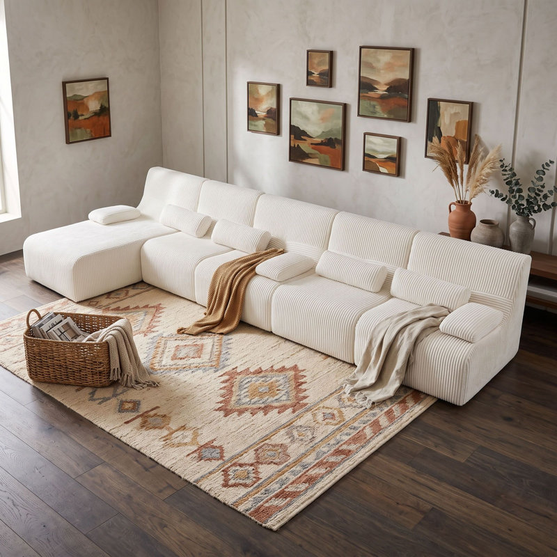 Canapé modulaire modulaire à cinq places, Beige