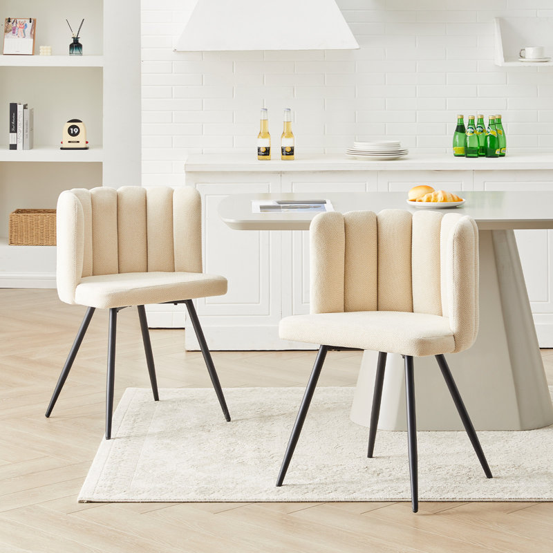 1Er Set Dining Chair,Fabric Lounge Chair, Beige Fabric