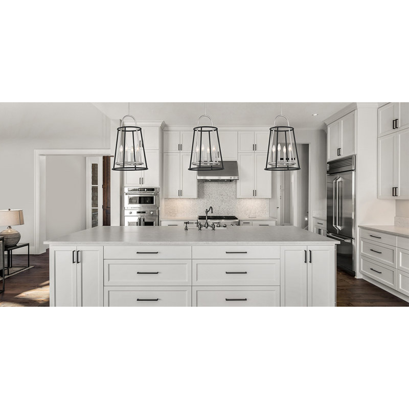 6lt Chandeiler, noir + nickel, H 22,25 po x l 14 po x P 14 po