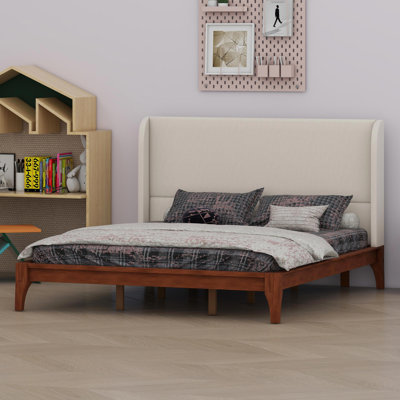 Modern Platform Bed With Elevated Upholstered Headboard – Quick Setup Design