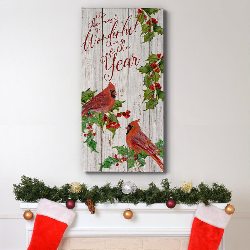 Toile tendue avec châssis Wonderful Time Cardinals, H 24 po x l 12 po x P 1 po
