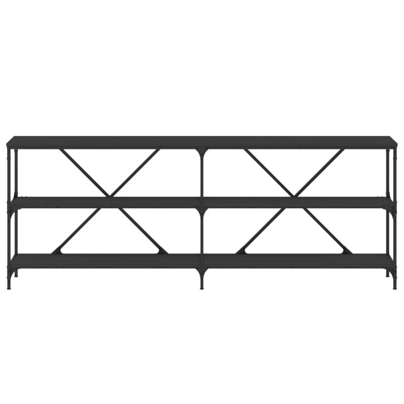 Borough Wharf Console Table Engineered Wood And Iron, Black, 75cm H x 200cm W x 30cm D