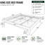Structure de lit moderne en bambou massif avec support en lattes de bois, hauteur de 15 pouces, aucun sommier requis-125286215-125286207