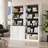 5 Tier Adjustable Bookcase with LED Lights, Roman Column Bookshelf, Open Shelves & Dual-Door Storage Cabinet