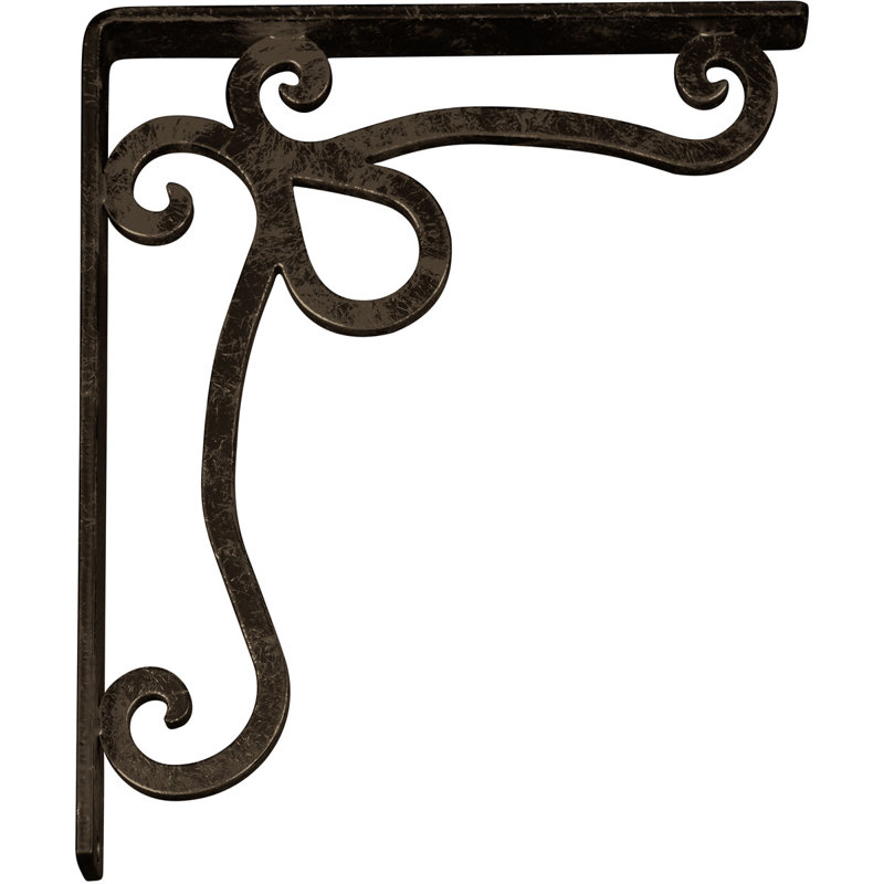 Support en fer forgé Orleans, Laiton antique, H 12 po x l 1,5 po x P 10 po