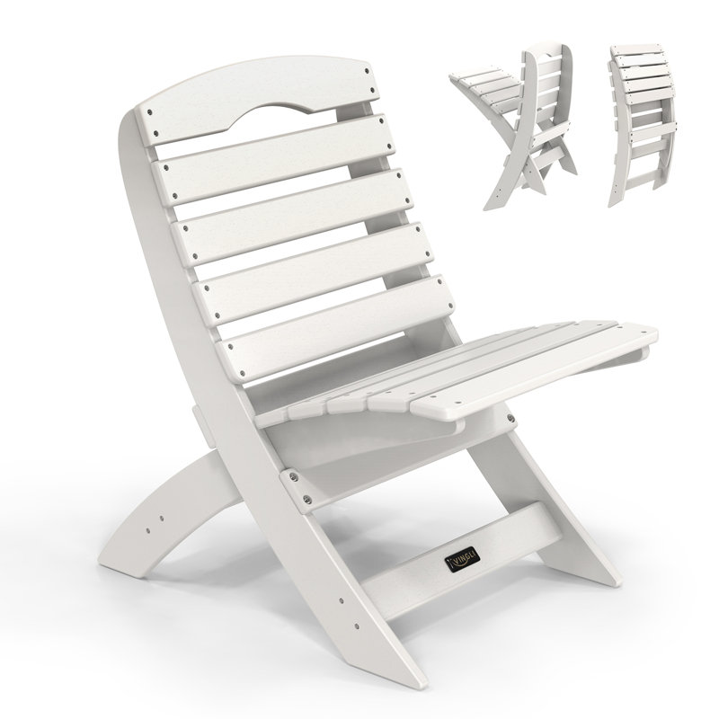 Patio HDPE Portable Armless Adirondack Chair, White