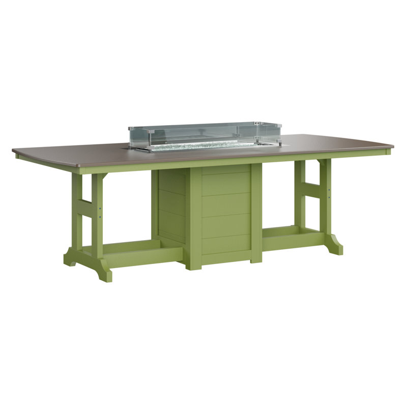 Berlin Gardens Garden Classic 72″ Fire Pit Counter Height Dining Table, Hammered Top Bronze with Kiwi Green Base