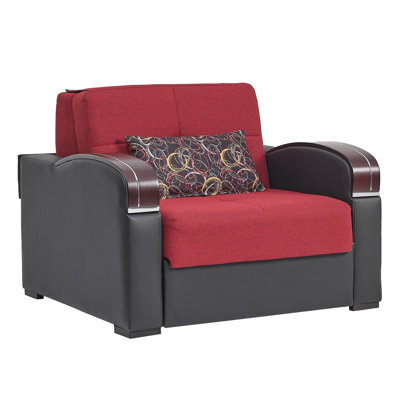 Annalesia Sleep Plus Fabric Upholstered Convertible 3-in-1 Sleeper Arm Chair With Storage