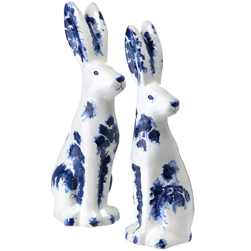 Ensemble de 2 lapins en terre cuite Bloomsbury