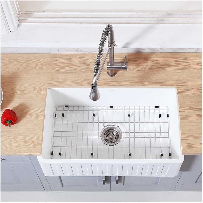 Arcticstone 30" L x 18" W Farmhouse Kitchen Sink with Strainer and Grid