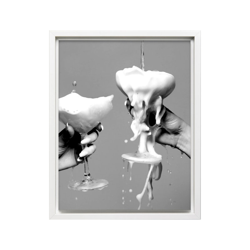 Verser du champagne No2, Canvas, White Framed, 16"H x 20"W