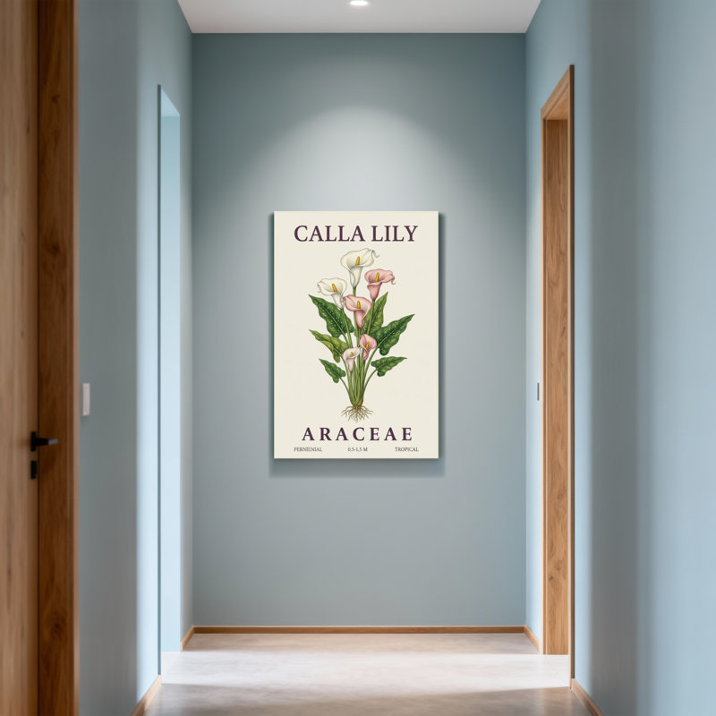 Plantes et fleurs - Illustration botanique de lis Calla, H 48 po x l 32 po
