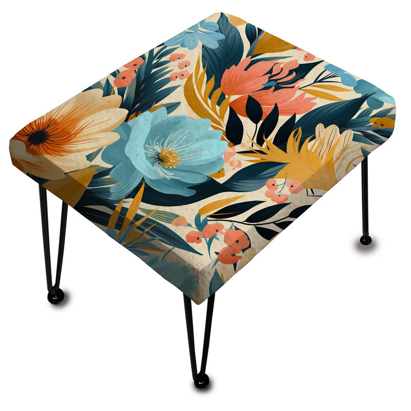 Fleurs claires dans un motif tropical - Repose-pieds rectangulaire tropical