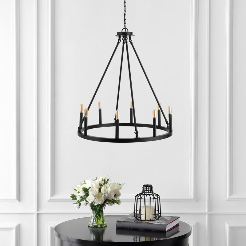 Batuhan Candle Style Wagon Wheel Chandelier, 31'' H x 28'' W x 28'' D