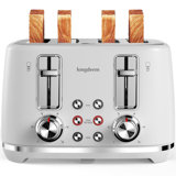 4 Slice Toaster, Extra Wide Slots, Longdeem Retro Stainless Steel Toasters, 6 Browning Options, Auto Shut Off & Frozen Function, Toast Fruit Bread, Bagel & Waffle