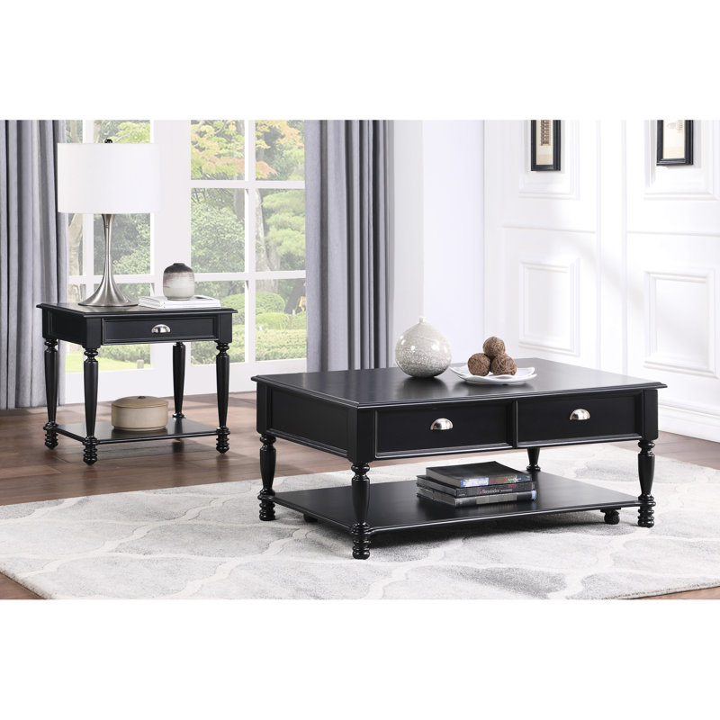 Table de bout en bois noir avec tiroir et tablette pour une maison de style traditionnel