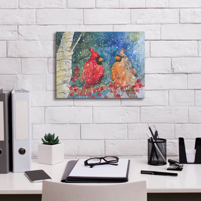 Winston Porter 'Snow Cardinals' by Annelein Beukenkamp Canvas Wall Art