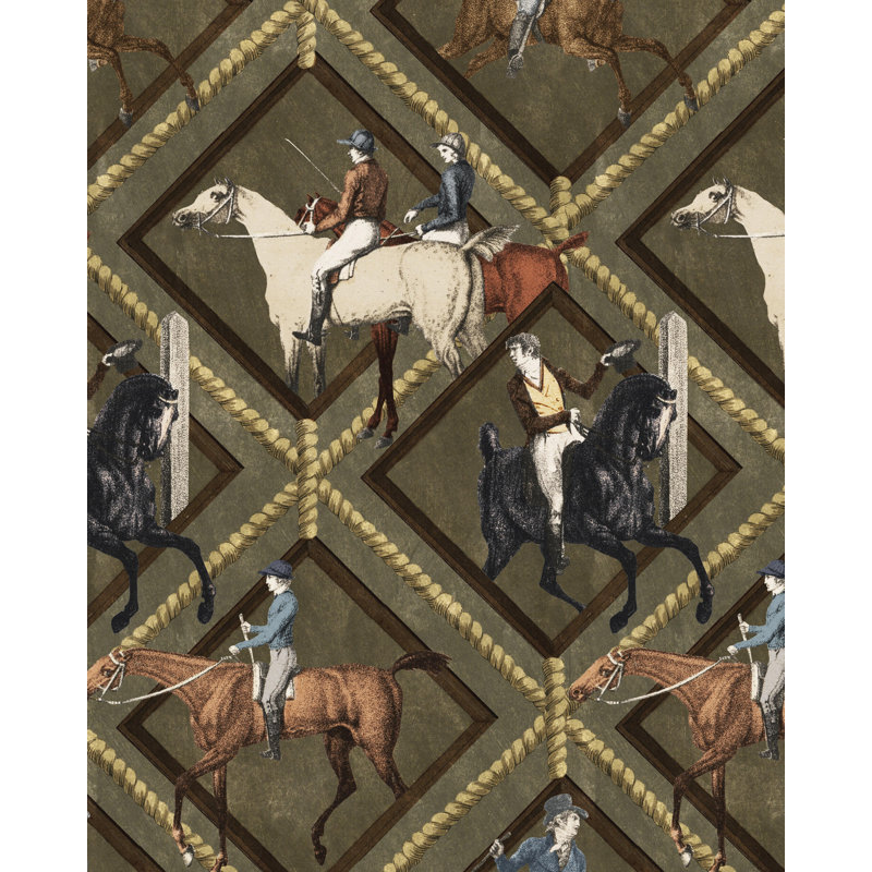 The Derby Geometric Wallpaper Roll, Blue/Brown/Gray/Taupe