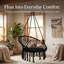Balancelle stable en macramé, chaise suspendue pour chambre à coucher avec coussin épais, balancelle robuste pour chambre à coucher avec structure en acier thermolaqué
