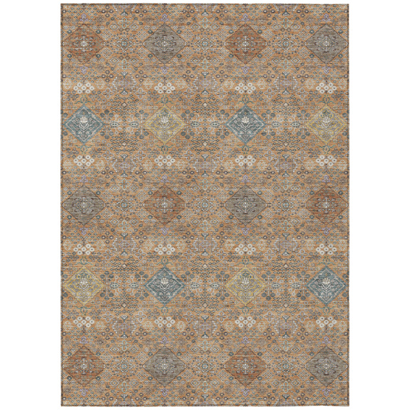 Machine Washable Indoor/Outdoor Chantille ACN2440 Traditional Rug, 8' x 10', Copper