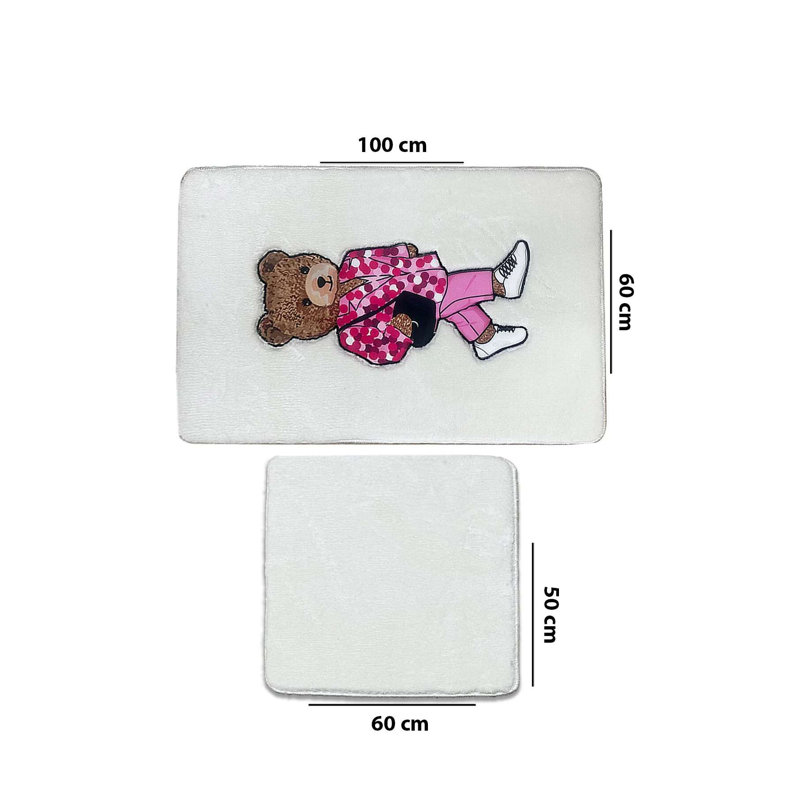 Ensemble de tapis de bain Premium (2 pièces), couleur écru, 23,6 po x 39,4 po et 19,7 po x 23,6 po | 100% polyester, hauteur des poils de 6 à 12 mm, base à pois antidérapante, lavable à la machine | Idéal pour le confort et la sécurité de la salle de bain