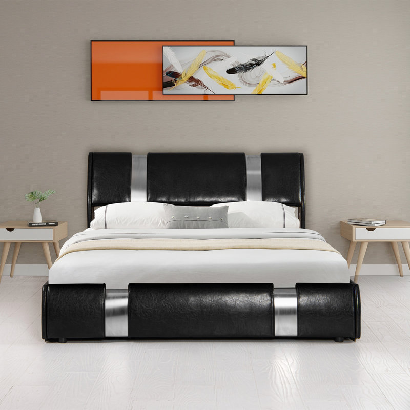 Lit plateforme avec rangement, Noir, Grand