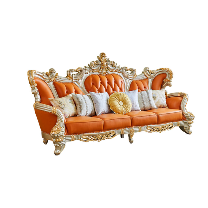 European Solid Wood Carving Sofa Upholstered 118.1'' Sofa