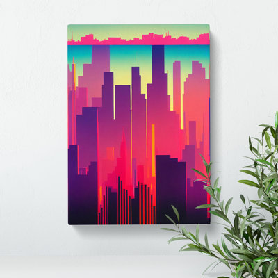 Evolving City Skyline Abstract - Wrapped Canvas