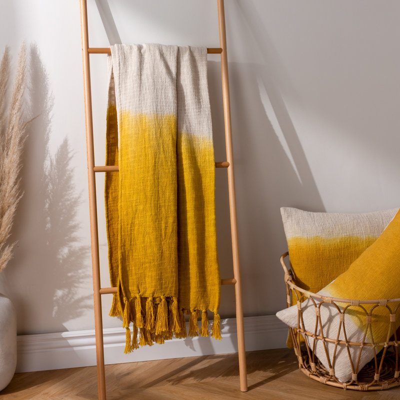 Mizu Knitted Throw Blanket, Ochre