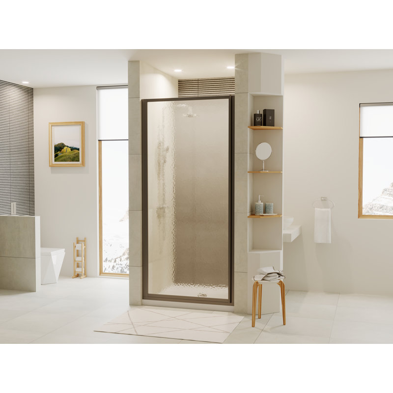 Legend Series 33.63'' W x 64'' H Hinged Framed Shower door, Clear, Matte Black