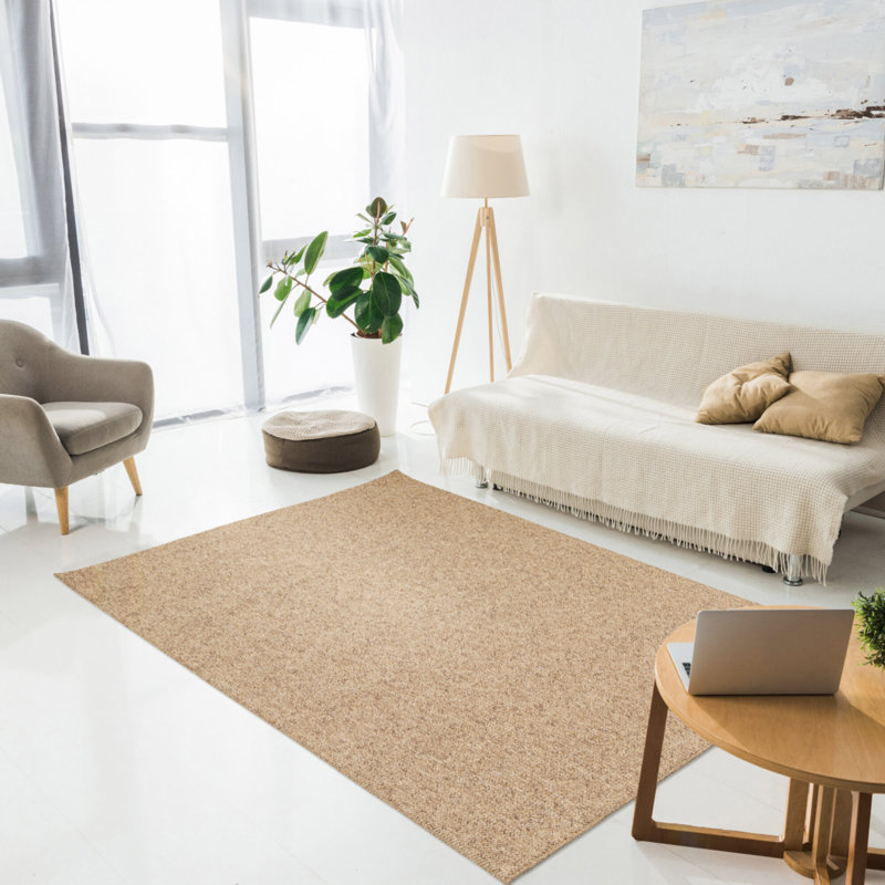 Machine Washable Tufted Rug, Plain, Brown, Rectangle 160 x 230cm