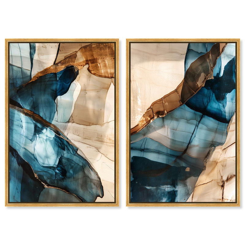 Décoration murale Boho Glitch Aesthetic Harmony Duo par Art Remedy, cadre doré, 10 x 15, Encadrement doré, H 16 po x l 11 po
