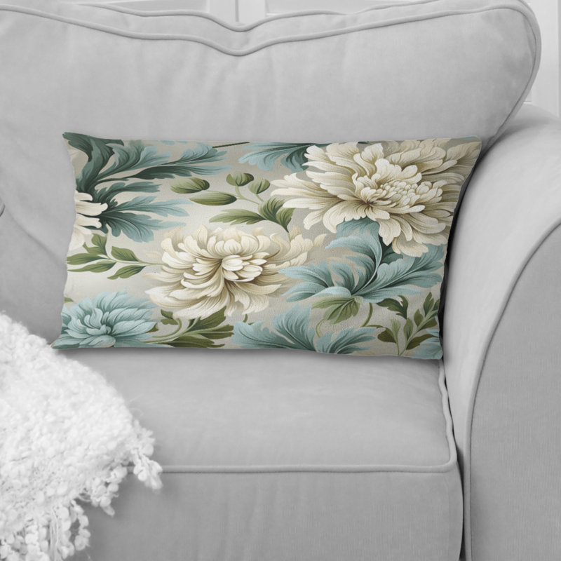 Petal Symphony Green Damask Harmony - Damask Polyester Pillow