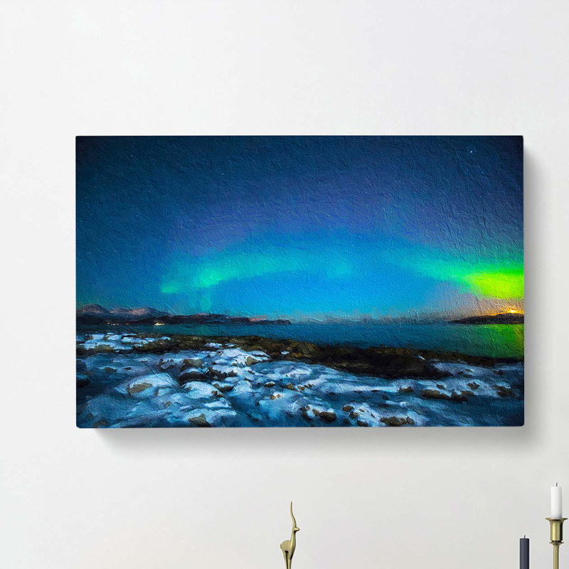 The Northern Lights Aurora Borealis In Norway - Wrapped Canvas, 35cm H x 50cm W x 3cm D