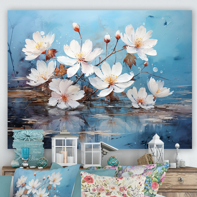 Méditation réfléchissante sur le lotus, H 30 po x l 40 po x P 1,5 po, Toile tendue