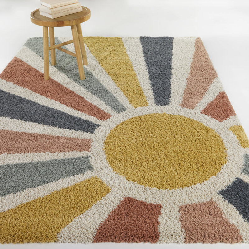 Deovian Sunshine Rainbow Shag Rug