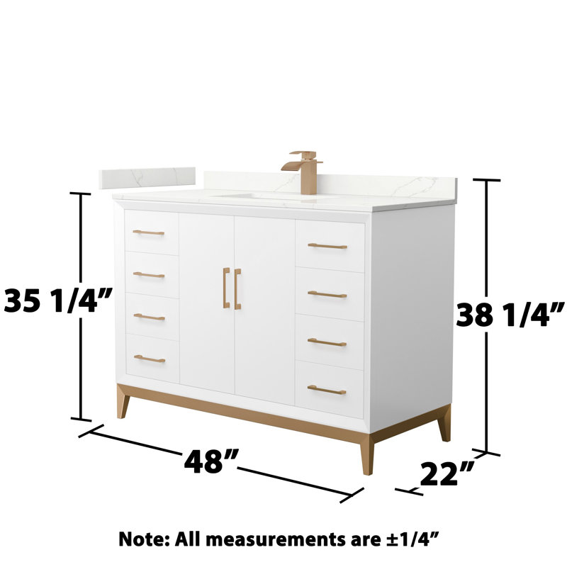 Single Vanity, Giotto Quartz, 48", Satin Bronze