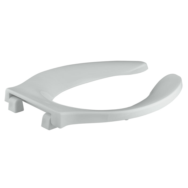 Stronghold Elongated Toilet Seat with Integrated Handle and Check Hinge, Ice Gray