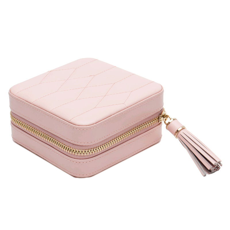 Caroline Leather Travel Case, Rose Quartz