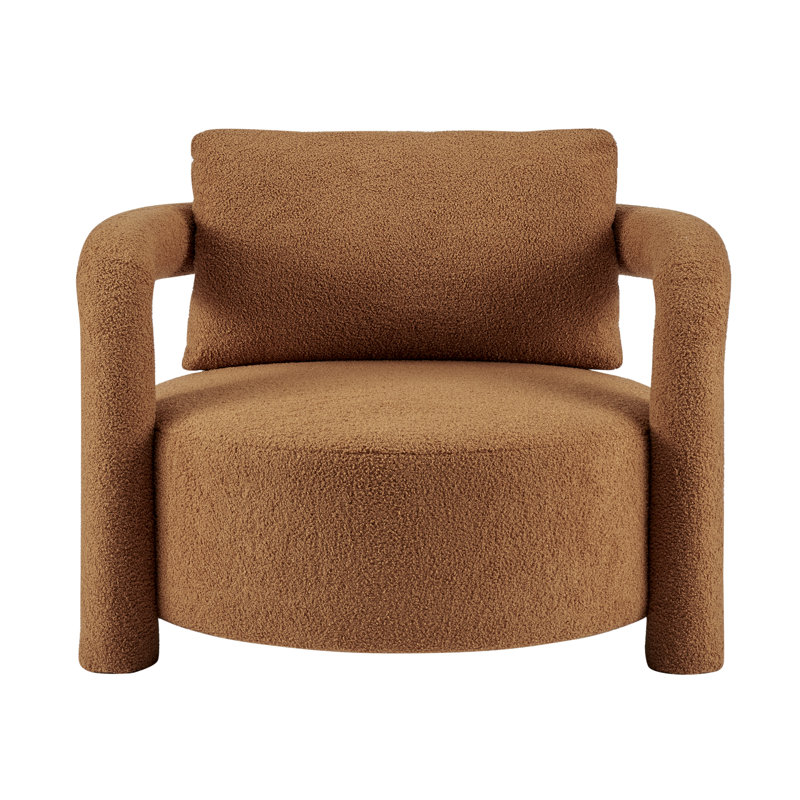Doiron Faux Shearling Accent Arm Chair, Wilmont Brown Faux Leather
