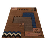 Art Deco Hand Knotted Wool Geometric Area Rug