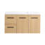 Meuble-lavabo flottant mural 36 po avec lavabo blanc brillant et chêne clair 36 po, 2 portes et 2 tiroirs modulaires