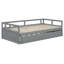 Lit de jour extensible en bois avec couchette - Finition grise-2094232895