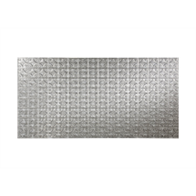 Panneau mural décoratif en vinyle style traditionnel 4 pi x 8 pi FASÄDE, Argent Crosshatch