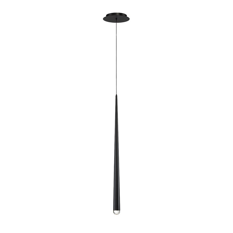 Cascade 1 - Light Single Cylinder LED Pendant, 28" H x 1.63" W x 1.63" D, Black