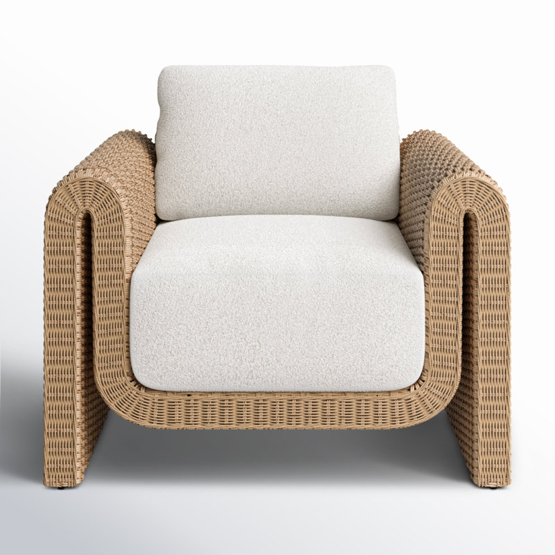 Edid Patio Chair with Cushions - Cream, Brown