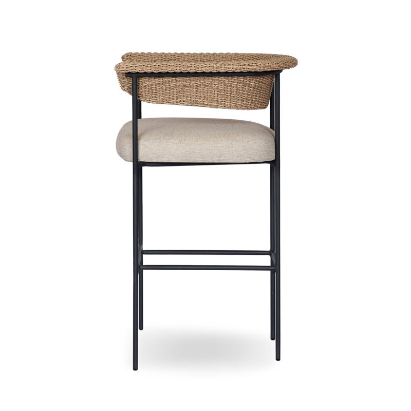 Carrie Outdoor Bar Stool, Beige, 30", Brown